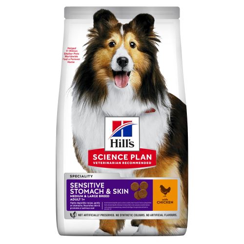 Hills Science Plan Canine Adult Sensitive Stomach&Skin Medium Chicken 14kg
