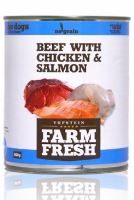 Farm Fresh Dog Beef with Chicken&amp;Salmon konzerva 800g
